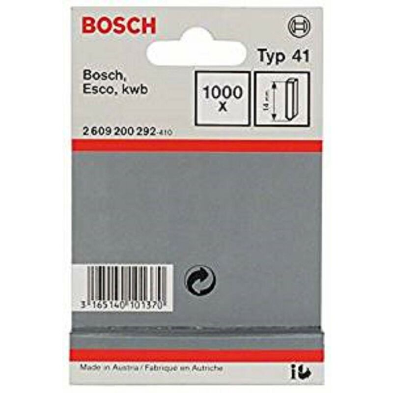 Image of 2609200292 - Set di graffette per graffatrice, 14 mm, 1000 pz., Tipo 41 - Bosch