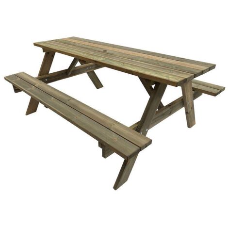 Tiptree 8 Seat Wooden Picnic Bench - Neutral Brown