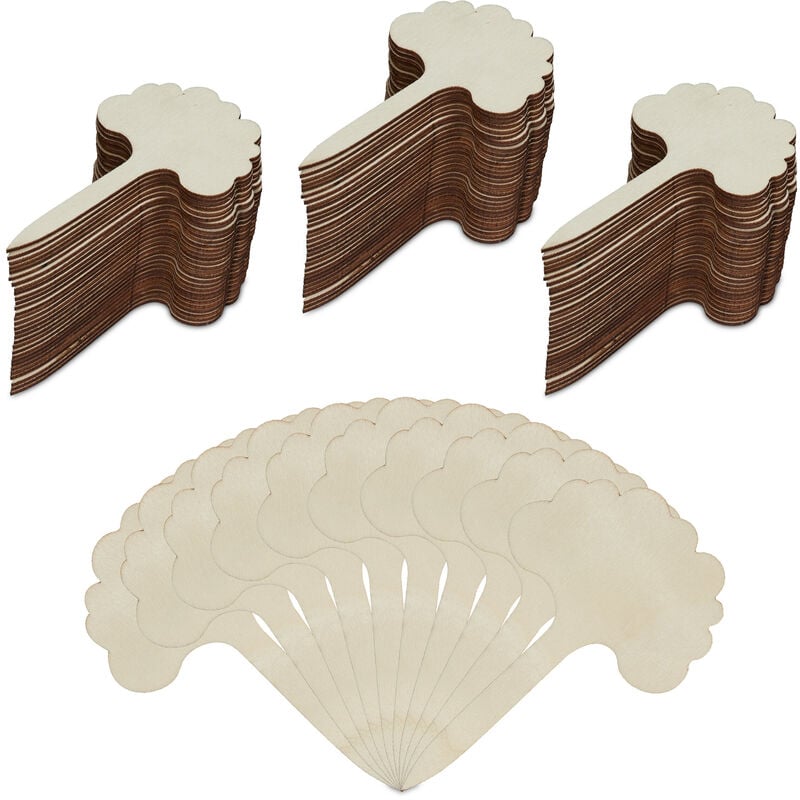 Relaxdays - tiquettes plantes, lot 100, jardin & potager, mini pancartes inscriptibles, h x l : 10 x 6 cm, bois, nature