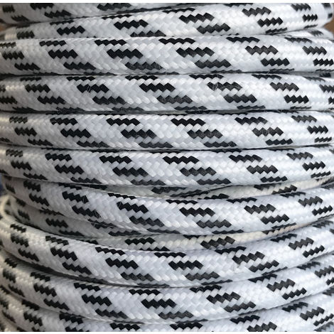 CHACON Extensor textil 5m 3x1.5m2 cable textil & enchufe plano negro negro  / blanco