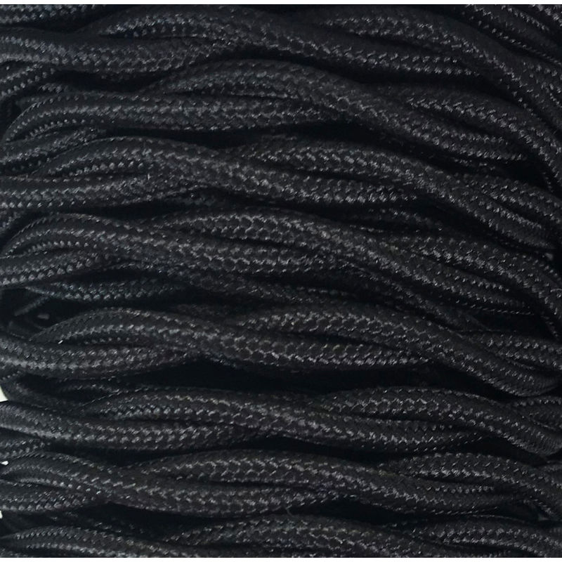 

Tira 5m. cable decorativo textil trenzado negro mate (CABEXT2P19)