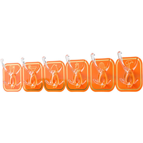 Tira adhesiva naranja para pared, 1 unidad. Gancho de plástico autoadhesivo, no requiere taladrar, para la cocina.