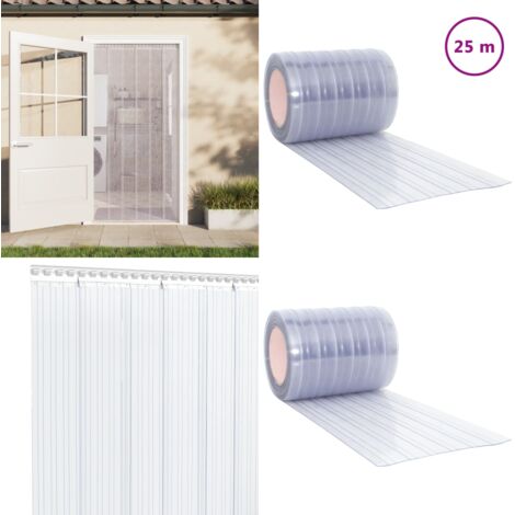 Tira de cortina para puertas PVC transparente 300x2,6 mm 25 m - Burlete de puerta - Aislamiento térmico