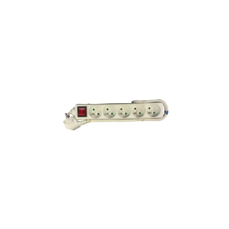 

Tira de enchufe de 5 tomas de corriente blanca con interruptor