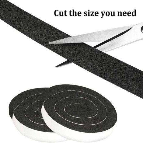 Tira de espuma para sellar ventanas, tira insonorizada para puertas, cinta adhesiva resistente al viento y al polvo, tira de sellado para puertas, paquete de 2 (negro, 30 mm x 2 m x 10 mm)