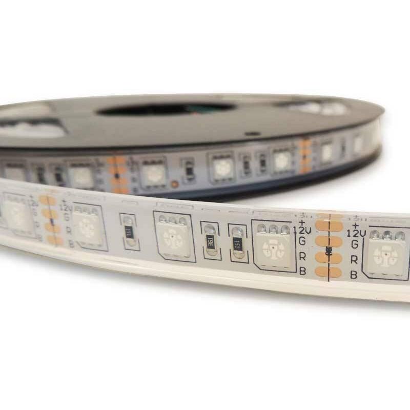 

Tira de LED 12V-DC 72W 10mm multicolor RGB IP67 (SMD5050 60ch/m) Rollo 5 metros