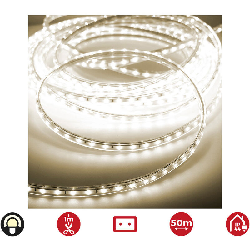 

Tira de led 60 leds/m 4,2w/m blanco calido 3.200k ip44 220-240v (uso interior-exterior) euro/m 50m - EDM