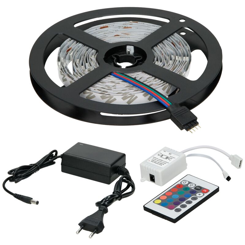 

TIRA DE LUCES 3 x 5M RAYA RGB 5050 CON MANDO A DISTANCIA 24 BOTONES Y ADAPTADOR