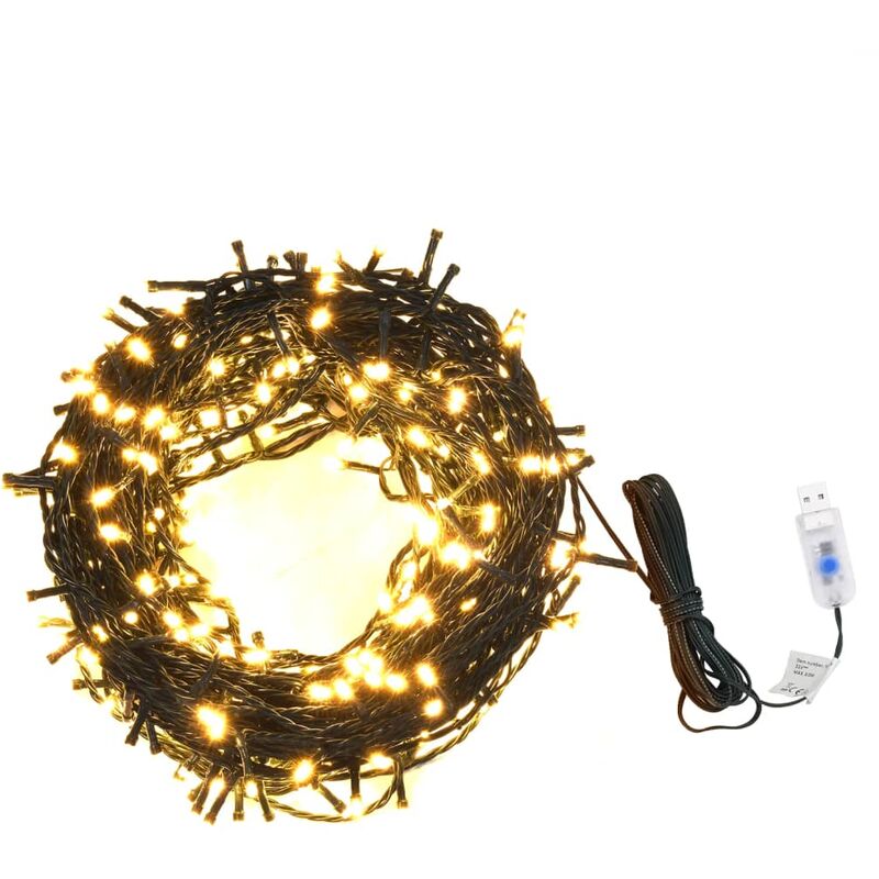 

Tira de luces con 400 LEDs 40 m 8 efectos de luz IP44 blanco cálido