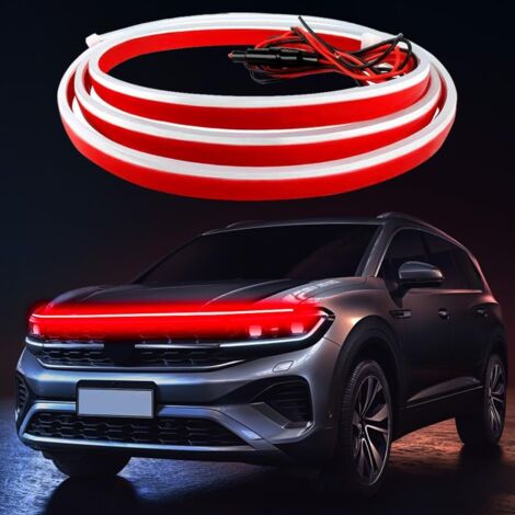 Tira de luces para capó de coche, tira de luces dinámicas, tira de luces LED de 70 pulgadas, tira de luces exterior flexible para coches, camiones y SUV (rojo)