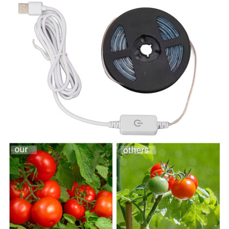 Tira de luz LED de espectro completo para cultivo de plantas, USB 5V, 3 m, regulable mediante tacto, para horticultura, huertos, invernaderos, interiores, resistente al agua.