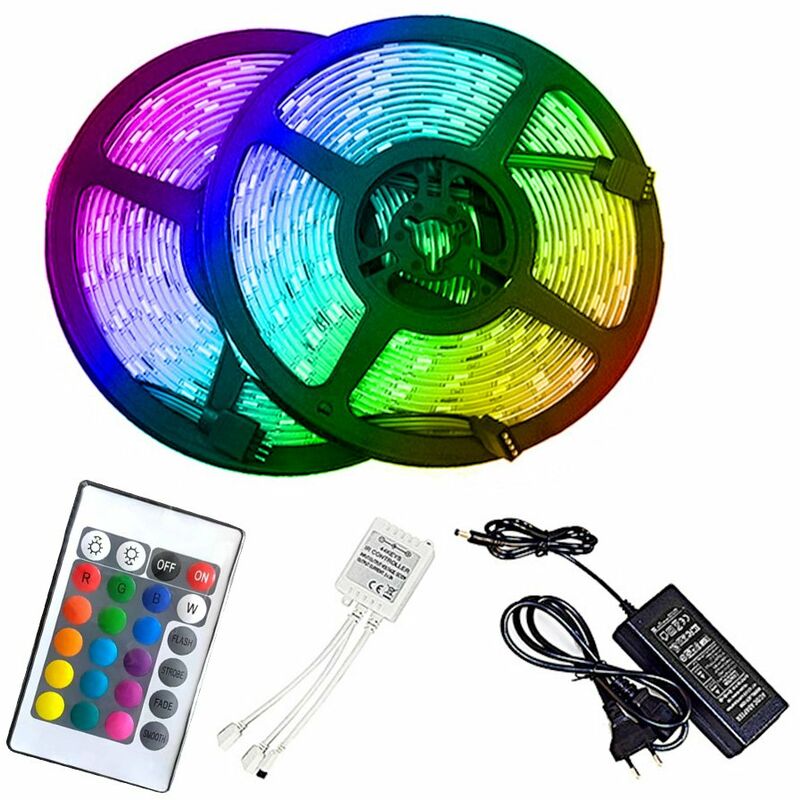 

Happyshopping - Tira de luz LED inteligente Impermeable 5050 Luz RGB Luces de decoracion multicolores con 24 teclas Control remoto IR APLICACIoN WiFi