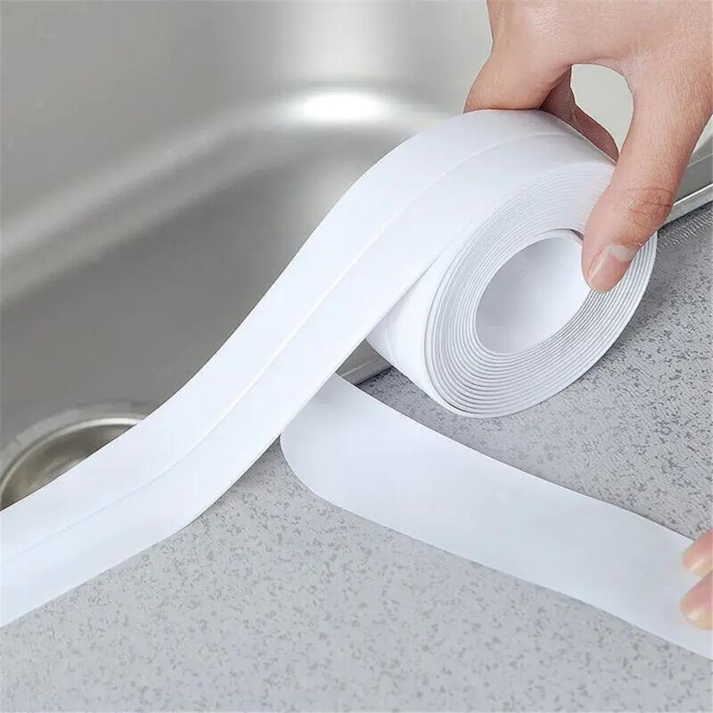 Tira de sellado de pared de PE, autoadhesiva, impermeable, decorativa, para cocina, baño, ducha, inodoro y esquinas de pared, 3,2 x 3,8 cm