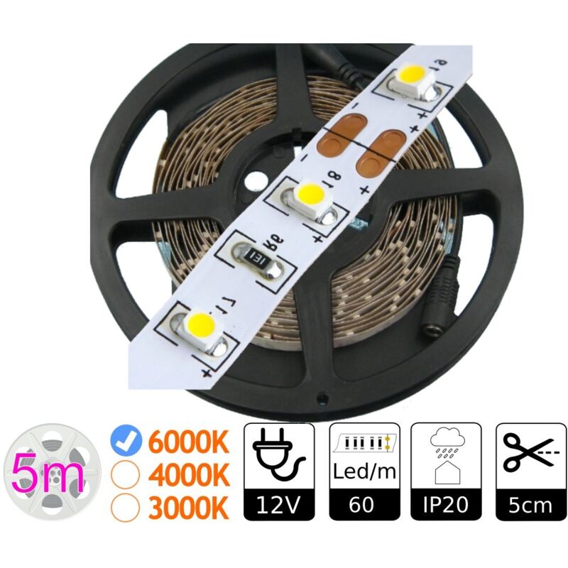 

Tira led 12V 6000ºK 60leds/metro interior IP20 SMD3528 Bobina 5 mts - Jandei