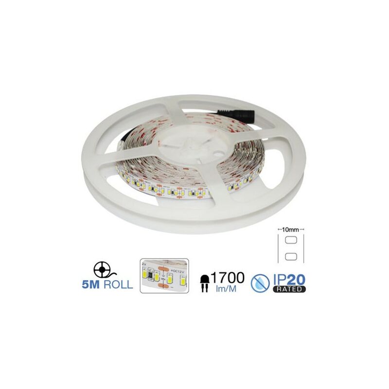 

V-tac - Tira led SMD3014 18W/mt. IP20 12V 204 leds/mt. 5 metros Temperatura de color - 3000K Blanco cálido