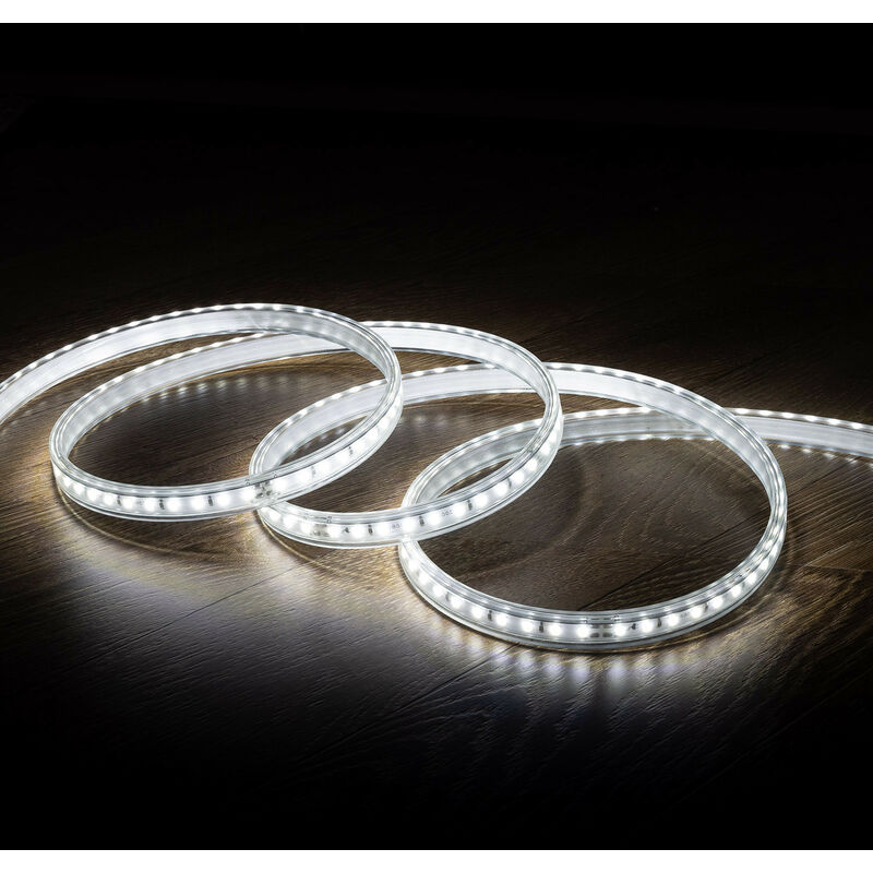 

Tira LED Regulable 220V AC 100 LED/m Blanco Frío IP67 a Medida Corte cada 25 cm 3m - 3m