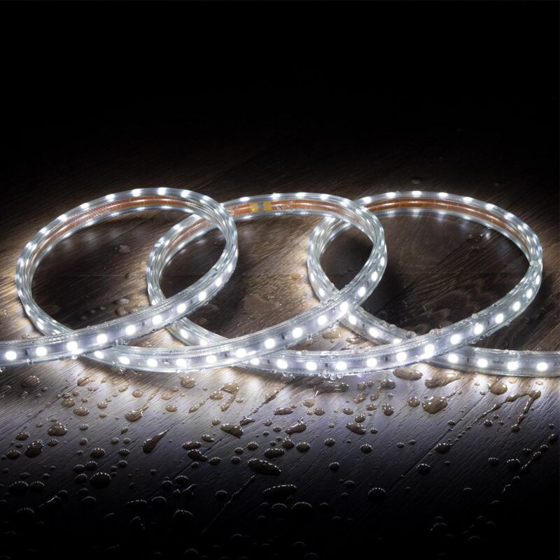 

Tira LED Regulable 220V AC 60 LED/m Blanco Frío IP65 a Medida Corte cada 100 cm .3m - 3m