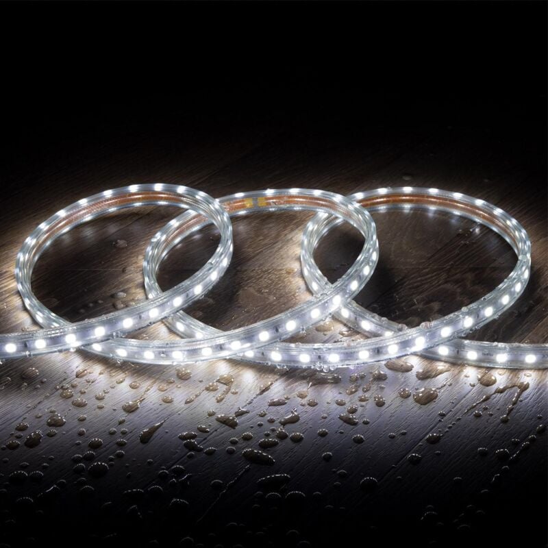 

Tira LED Regulable 220V AC 60 LED/m Blanco Frío IP65 a Medida Corte cada 100 cm .10m - 10m
