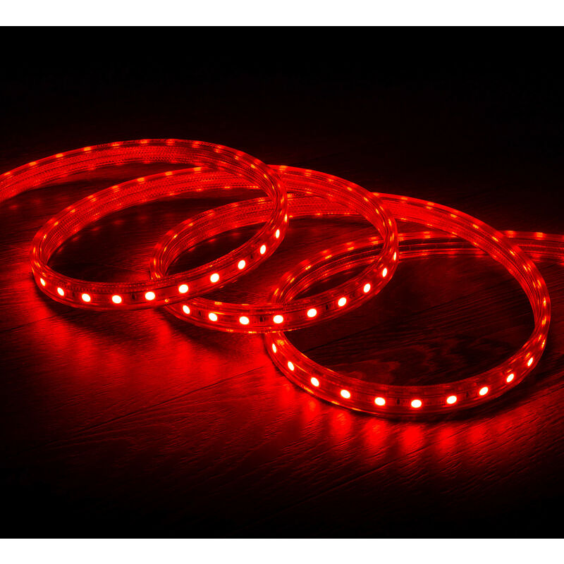 

Tira LED Regulable 220V AC 60 LED/m Rojo IP65 a Medida Corte cada 100 cm 1m - 1m