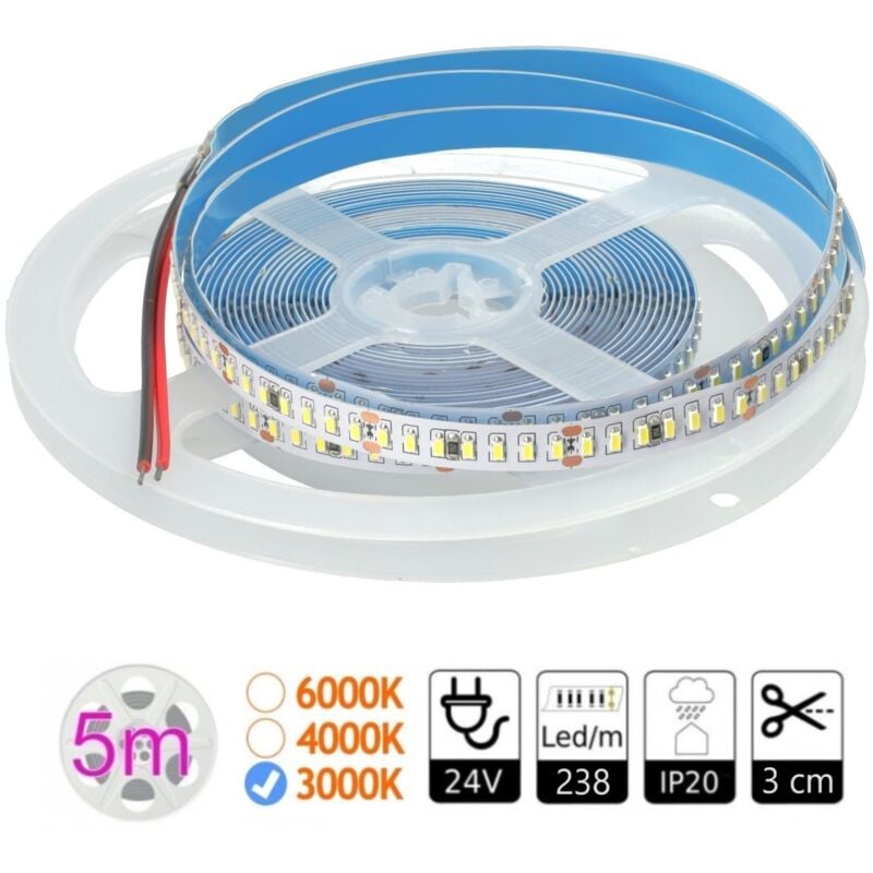 

Tira led 24V 3000ºK 238leds IP20 SMD3014 Bobina 5 mts - Jandei