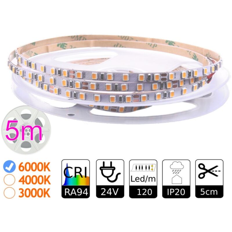 

Tira led 24v interior 6000K 120 leds SMD2835 12Wm CRI 94 - Jandei