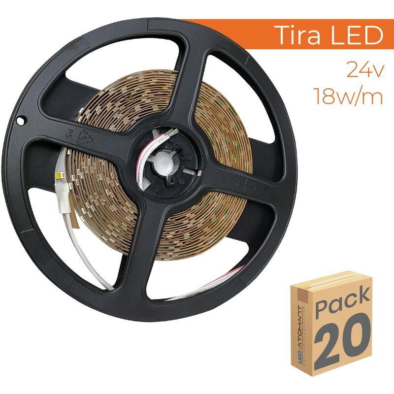 

Led Atomant Sl - Tira LED 5M 24V 18W/m 60LED/m | Blanco Cálido 3000K - Pack 20 Uds. - Blanco Cálido 3000K