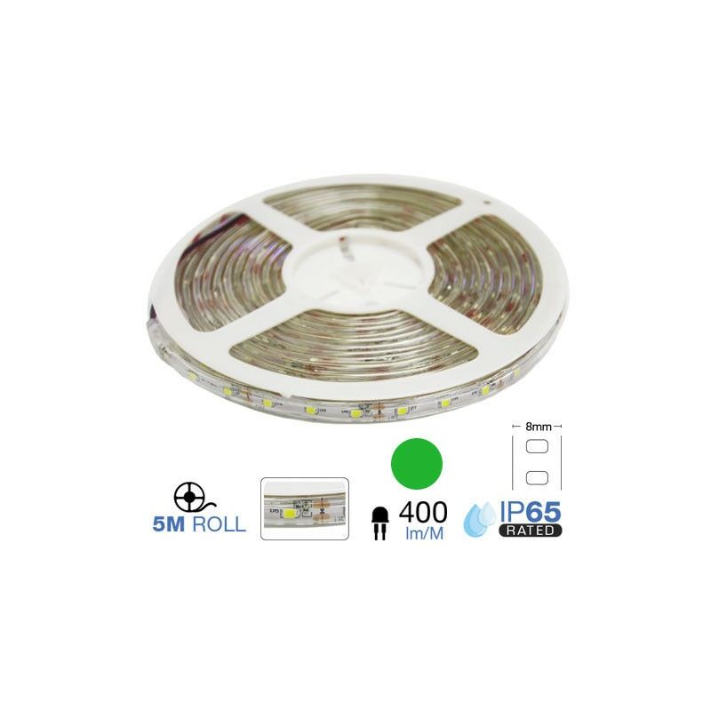 

V-tac - Tira led SMD3528 verde 3.6W/m 60 leds/m 12V IP65 5 metros