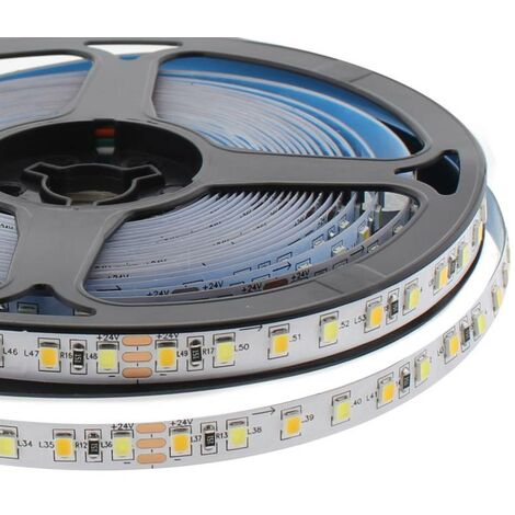 Tira LED Blanco Dual SMD2835, DC24V, 5m (120 Led/m), 80W, IP20, Blanco dual