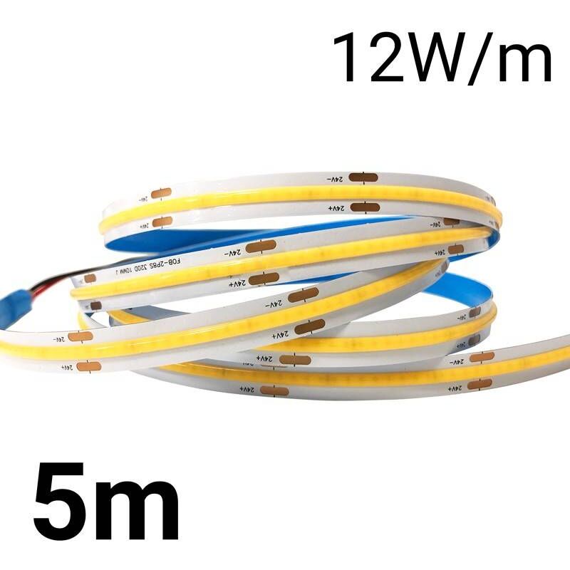

Tira LED COB 24V-DC 12W/m IP20 10mm - 5 METROS | Blanco Frío - 5 metros