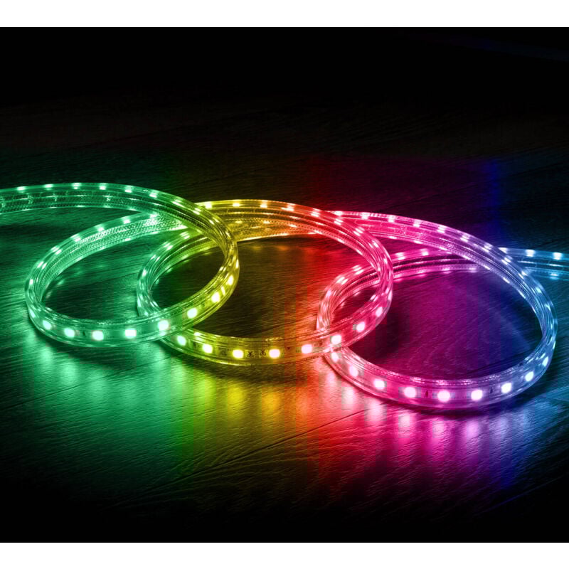 

Tira LED RGB con Control Remoto IR 220V AC 60 LED/m IP65 a Medida Corte cada 100 cm 14m - 14m