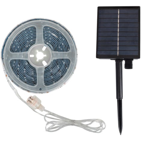Tira LED Exterior Solar 3.7V DC 30LED/m 5m IP65 Ancho 8mm Corte cada 3cm 4000K Blanco Neutro