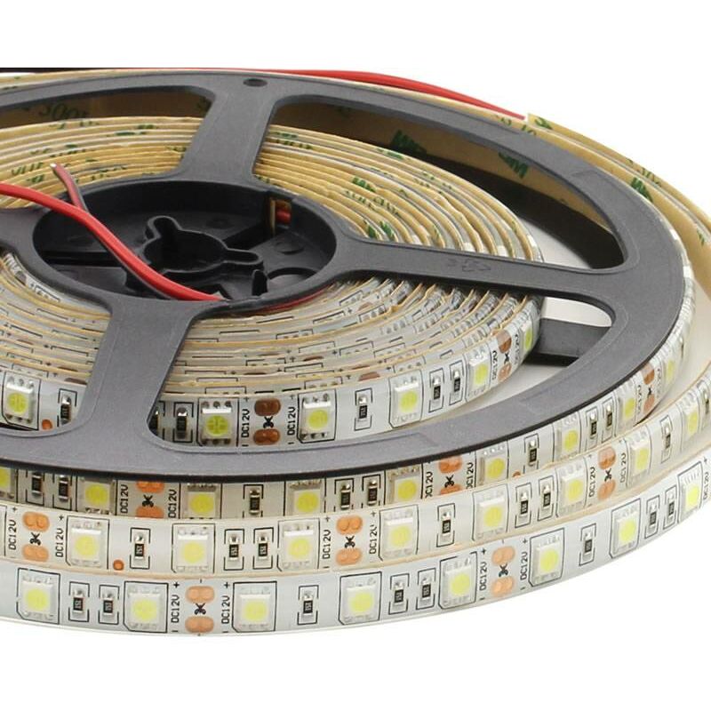 

Tira LED Monocolor HQ SMD5050, DC12V, 5m (60 Led/m) - IP65, Blanco neutro - Blanco neutro