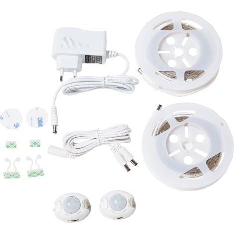 Tira LED luz blanca 2 x 120 cm sensor de movimiento fuente de alimentación ATRATO
