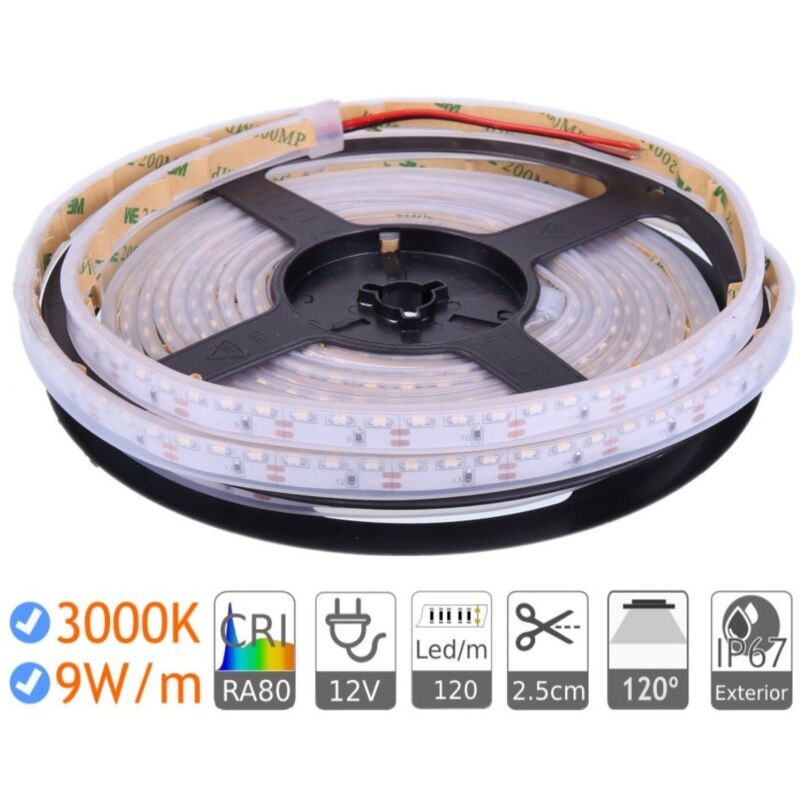 

Tira led luz lateral 12V 3000K exterior IP67 9W/m 120 Led/m - Jandei