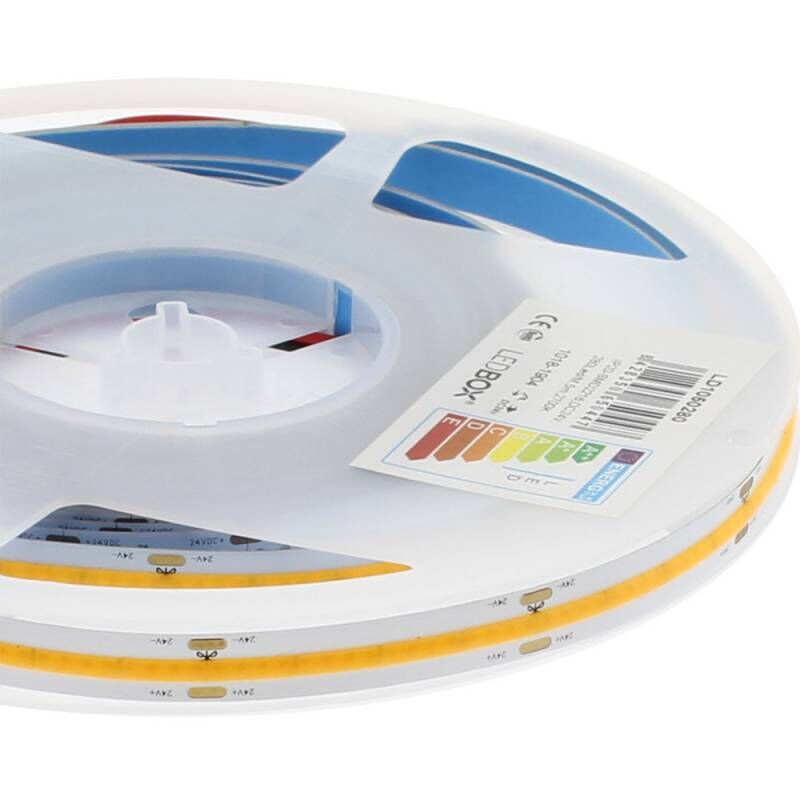 

Tira LED Monocolor COB, ChipLed Samsung, DC24V, 5m (528Led/m), IP20, Azul hielo - Azul hielo