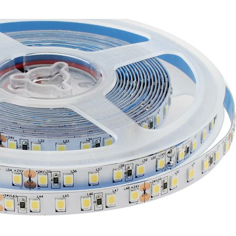 

Tira LED Monocolor SMD2835, ChipLed Samsung, DC24V, 5m (120Led/m) - IP65, Blanco cálido - Blanco cálido