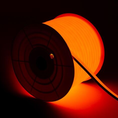 Tira LED Neón Regulable 220V BOBINA 50m Naranja Semicircular 180 7.5W/m Corte 100cm IP67 Naranja