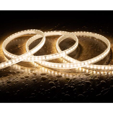 Tira LED Regulable 220V SMD 120 LED/m Blanco Neutro 7.5W/m 750lm/m Ancho 12mm Corte 20cm IP65 a Medida 10 m