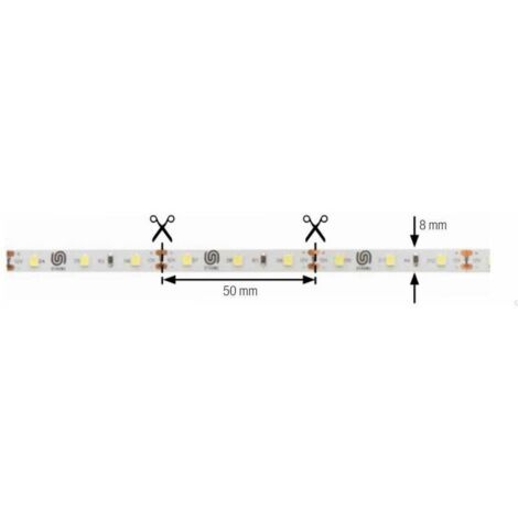 Tira LED regulable de 12 V, luz blanca cálida, 2 metros, 12 W/m, 1200 lm/m, autoadhesiva para techo, cocina, oficina, baño, terraza.
