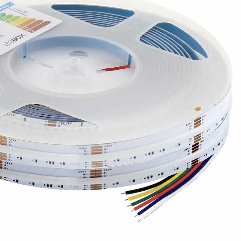 Ledbox - Bande led rvb+cct cob, DC24V, 5m (840Led/m), 125W, IP20, rvb +