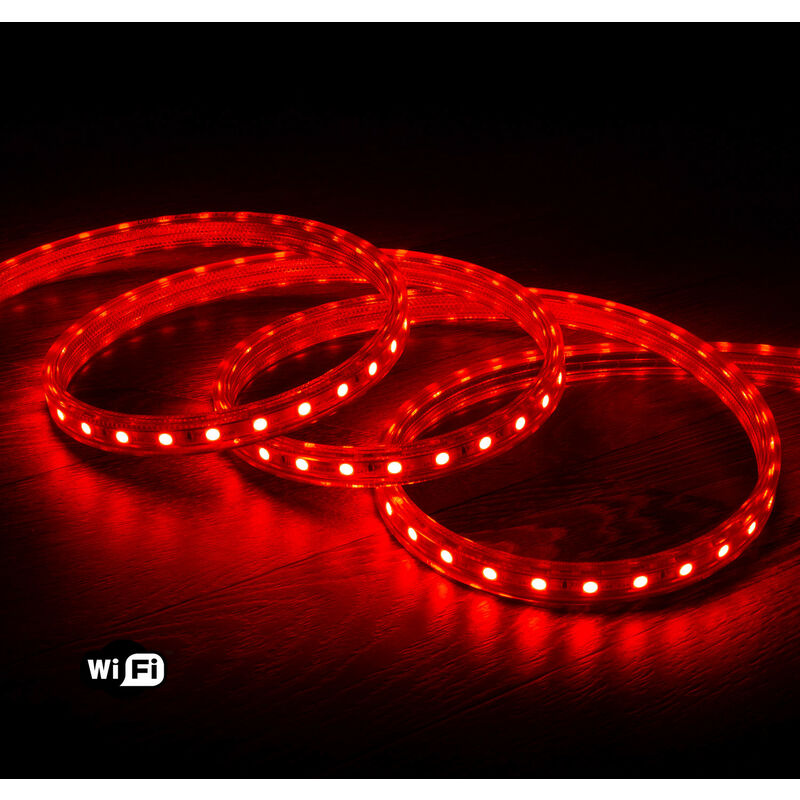 

Tira LED Smart WiFi 220V AC 60 LED/m Rojo IP65 a Medida Corte cada 100 cm 3m - 3m