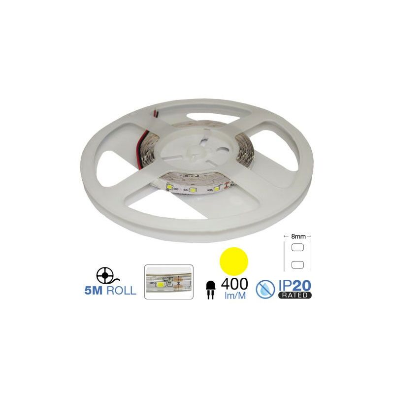 

V-tac - Tira led SMD3528 amarillo 3.6W/m 12V 60 leds/m IP20 5 metros