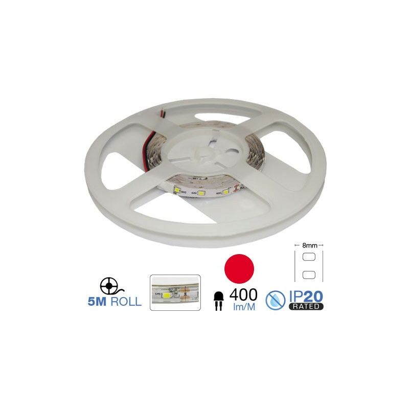 

V-tac - Tira led SMD3528 rojo 3.6W/m 60 led/m 12V IP20 5 metros