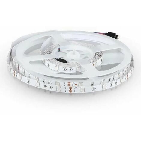 Tira LED V-TAC SMD5050 6W/m Bobina 5m 30 LED/m RGB 12V IP20 10mm