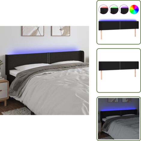 Tira LED - vidaXL Cabecero con LED de tela negro 183x16x78/88 cm - Luz LED