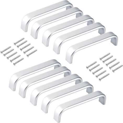 Tirador arqueado YMYNY para muebles, tirador de aluminio para gabinete, distancia entre ejes de 96 mm, para gabinete de cocina, cajón, armario, puerta, 10 piezas, color plata mate