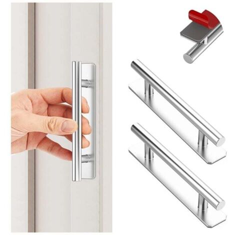 Tirador autoadhesivo para muebles KZQ, de aluminio, sin necesidad de taladrar, para cajones, puertas corredizas y armarios de cocina, 150 mm, color plateado.