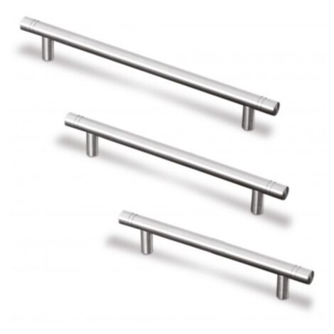 Tirador Buis 7921 - Inoxidable cepillado. 132x10x27mm. Entrepuntos 96mm.