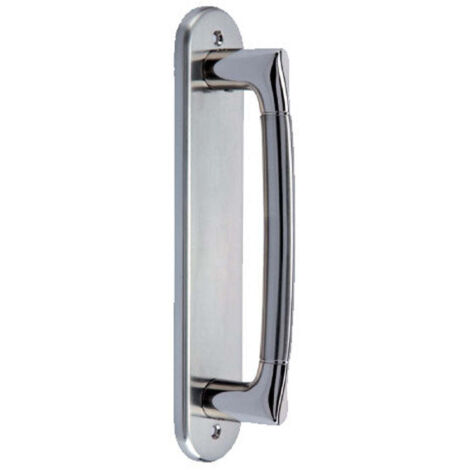 Tirador con placa Zamak níquel satinado 435