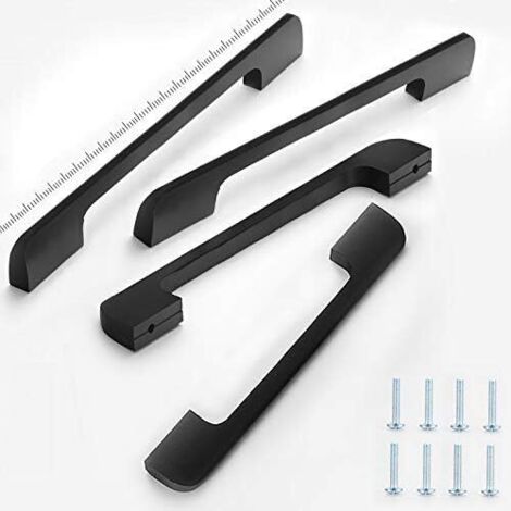 Tirador de acero inoxidable negro para armario de cocina, 160 mm (paquete de 4)